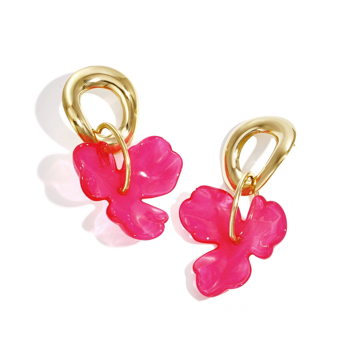 Boucles d'oreilles rondes avec fleur pendante