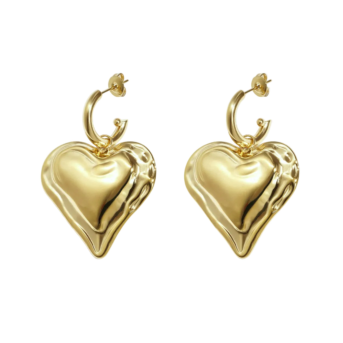 Boucles d'oreilles avec un grand cœur pendant